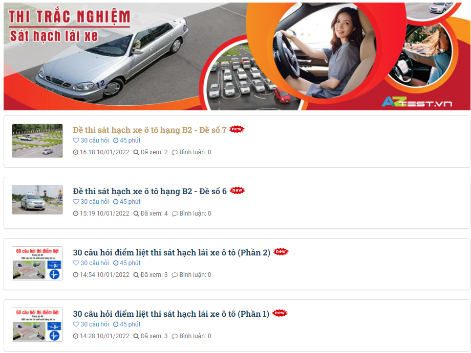 thi sát hạch lái xe (giao diện)